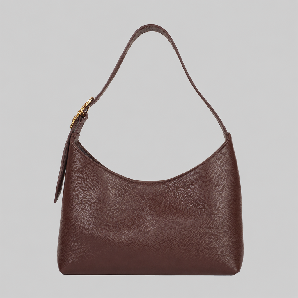 <em>Foglie d'Olivo</em> Italian Calfskin Leather Buckle Bag in <em>Caffè </em>