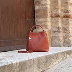 <em>Stefania</em> Italian Calfskin Leather Convertible Handbag in <em>Terracotta</em>