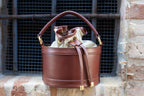 <em>Mery</em> Italian Calfskin Leather Round Bucket Bag in <em>Cappuccino</em>