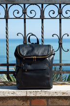 <em>Elio</em> Italian Calfskin Leather Backpack in <em>Mezzanotte</em>