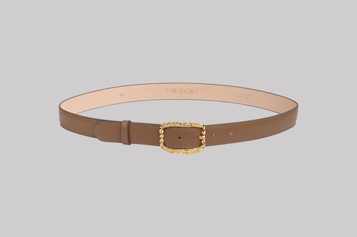 <em>Foglie d'Olivo</em> Italian Calfskin Leather belt in <em>Malto</em>