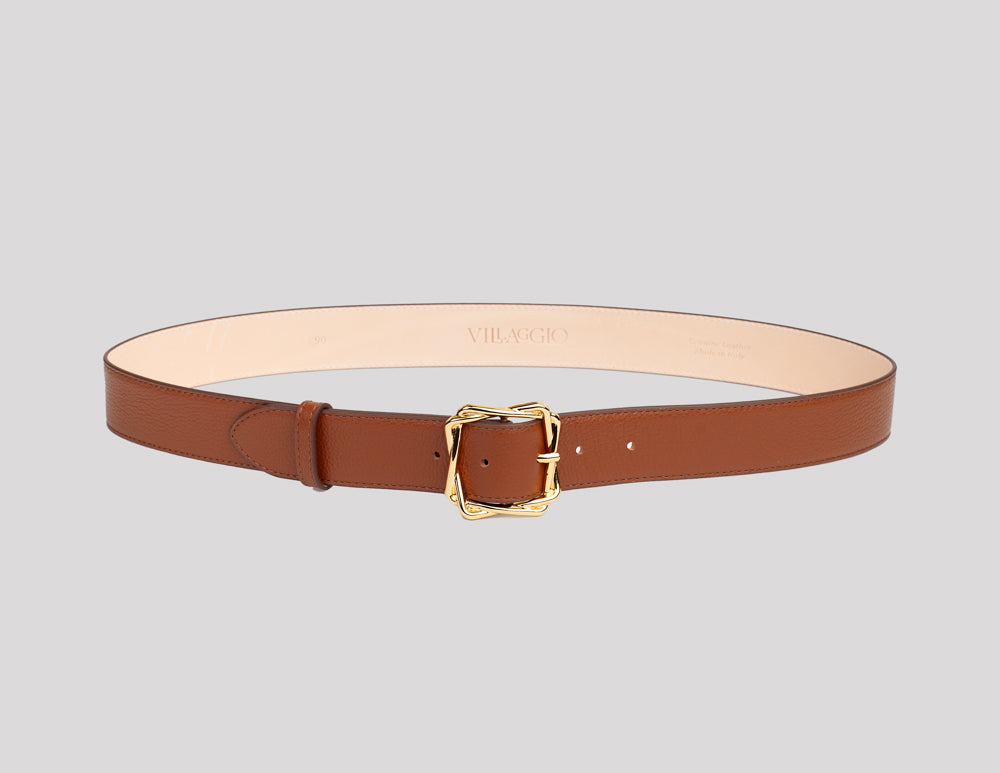 <em>Cornice</em> Italian Calfskin Leather Belt in <em>Nocciola</em>
