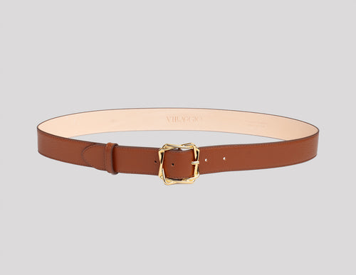<em>Cornice</em> Italian Calfskin Leather Belt in <em>Nocciola</em>