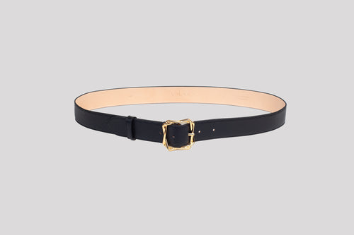 <em>Cornice</em> Italian Calfskin Leather Belt in <em>Mezzanotte</em>