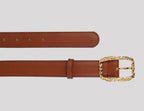 <em>Foglie d'Olivo</em> Italian Calfskin Leather belt in <em>Nocciola</em>