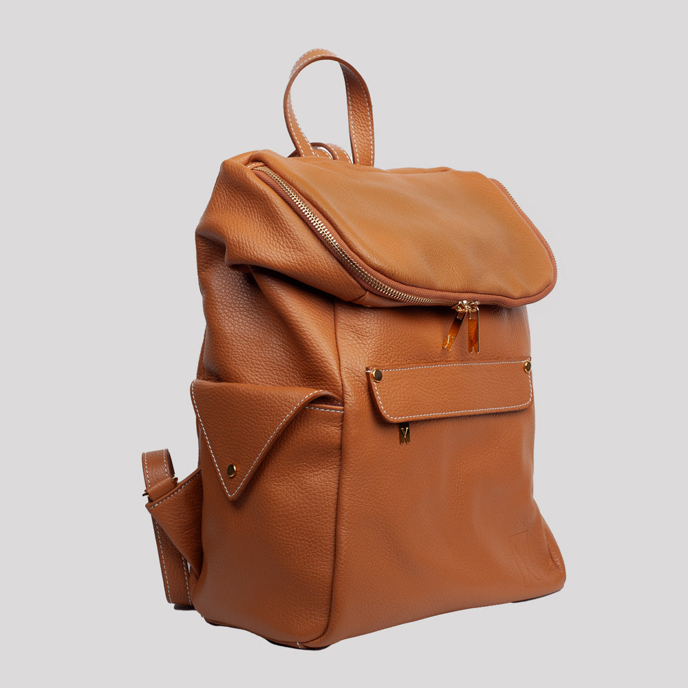 <em>Elio</em> Italian Calfskin Leather Backpack in <em>Duna</em>
