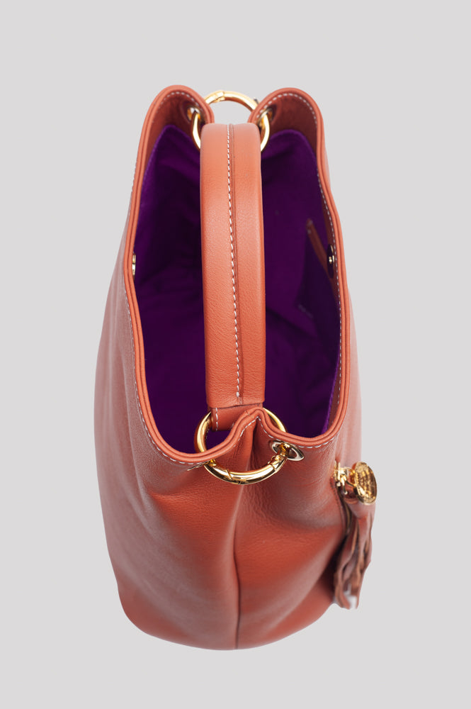 <em>Stefania</em> Italian Calfskin Leather Convertible Handbag in <em>Terracotta</em>
