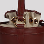 <em>Mery</em> Italian Calfskin Leather Round Bucket Bag in <em>Cappuccino</em>