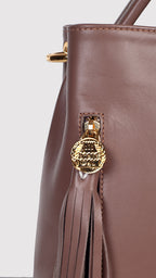 <em>Stefania</em> Italian Calfskin Leather Convertible Handbag in <em>Mocha</em>