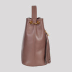 <em>Stefania</em> Italian Calfskin Leather Convertible Handbag in <em>Mocha</em>