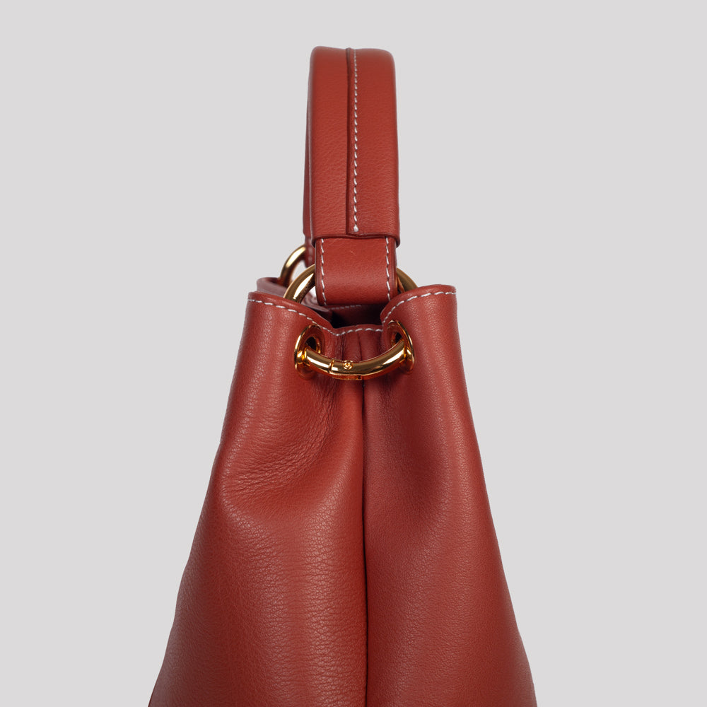 <em>Stefania</em> Italian Calfskin Leather Convertible Handbag in <em>Terracotta</em>