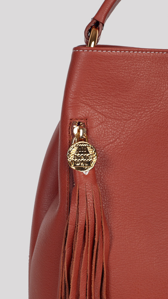 <em>Stefania</em> Italian Calfskin Leather Convertible Handbag in <em>Terracotta</em>