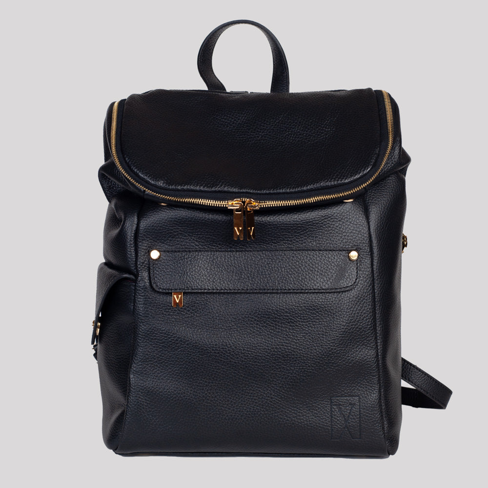 black leather backpack with gold zippers TUMI - Voyageur Raina - Women's Premium Backpack - Everyday Bag Phone Pocket & Laptop Compartment and timeless charm perfect for students Mason Backpack (Black and Gold)