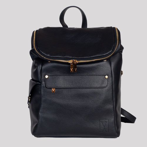 <em>Elio</em> Italian Calfskin Leather Backpack in <em>Mezzanotte</em>