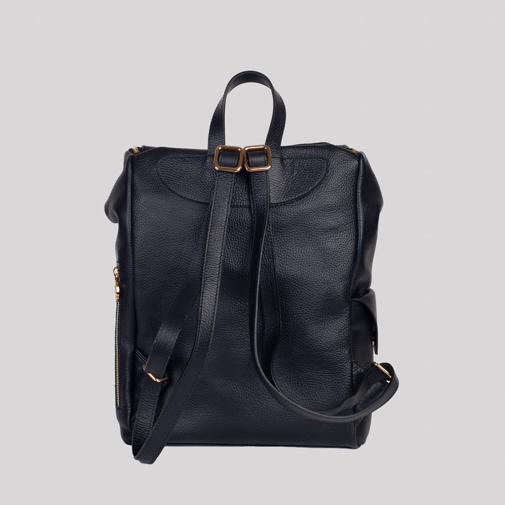 <em>Elio</em> Italian Calfskin Leather Backpack in <em>Mezzanotte</em>