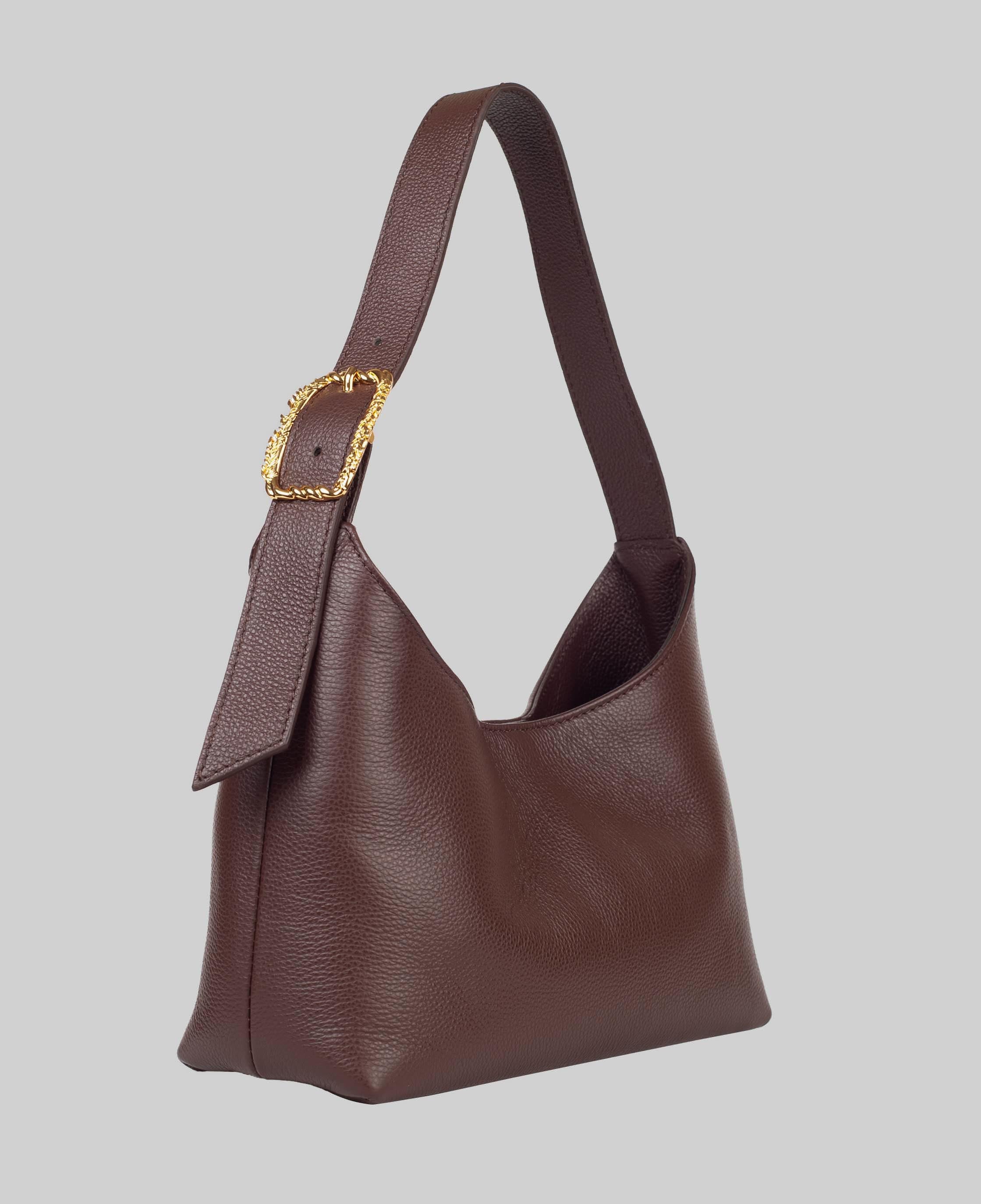 <em>Foglie d'Olivo</em> Italian Calfskin Leather Buckle Bag in <em>Caffè </em>