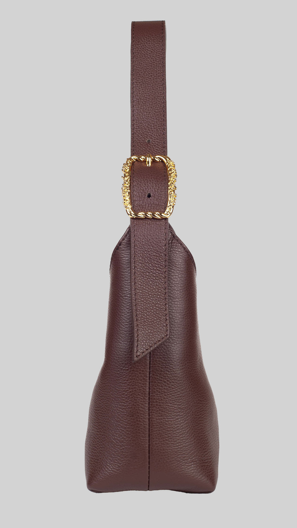 <em>Foglie d'Olivo</em> Italian Calfskin Leather Buckle Bag in <em>Caffè </em>