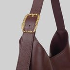 <em>Foglie d'Olivo</em> Italian Calfskin Leather Buckle Bag in <em>Caffè </em>