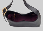 <em>Foglie d'Olivo</em> Italian Calfskin Leather Buckle Bag in <em>Mezzanotte</em>