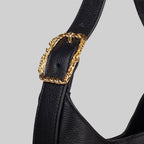 <em>Foglie d'Olivo</em> Italian Calfskin Leather Buckle Bag in <em>Mezzanotte</em>