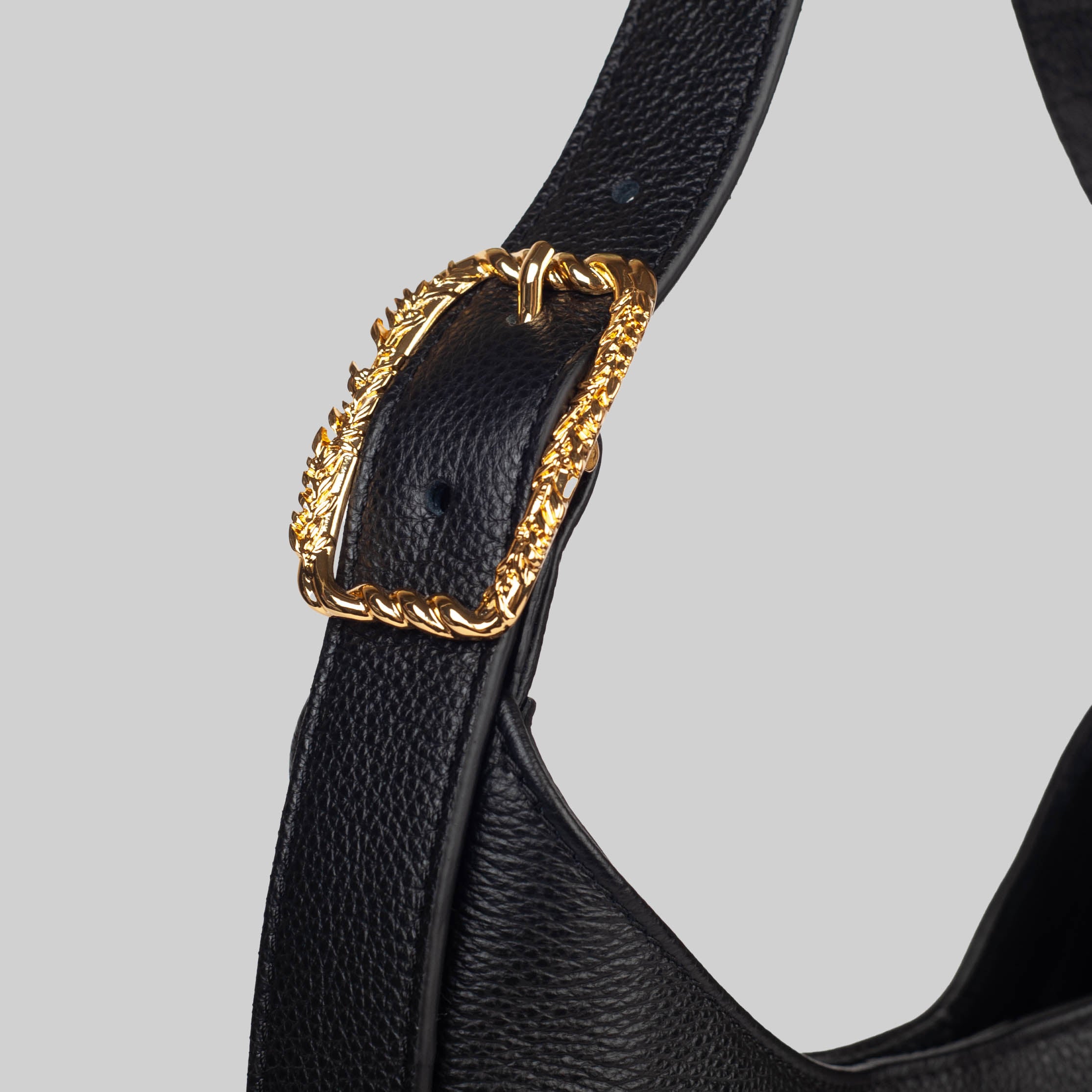 <em>Foglie d'Olivo</em> Italian Calfskin Leather Buckle Bag in <em>Mezzanotte</em>