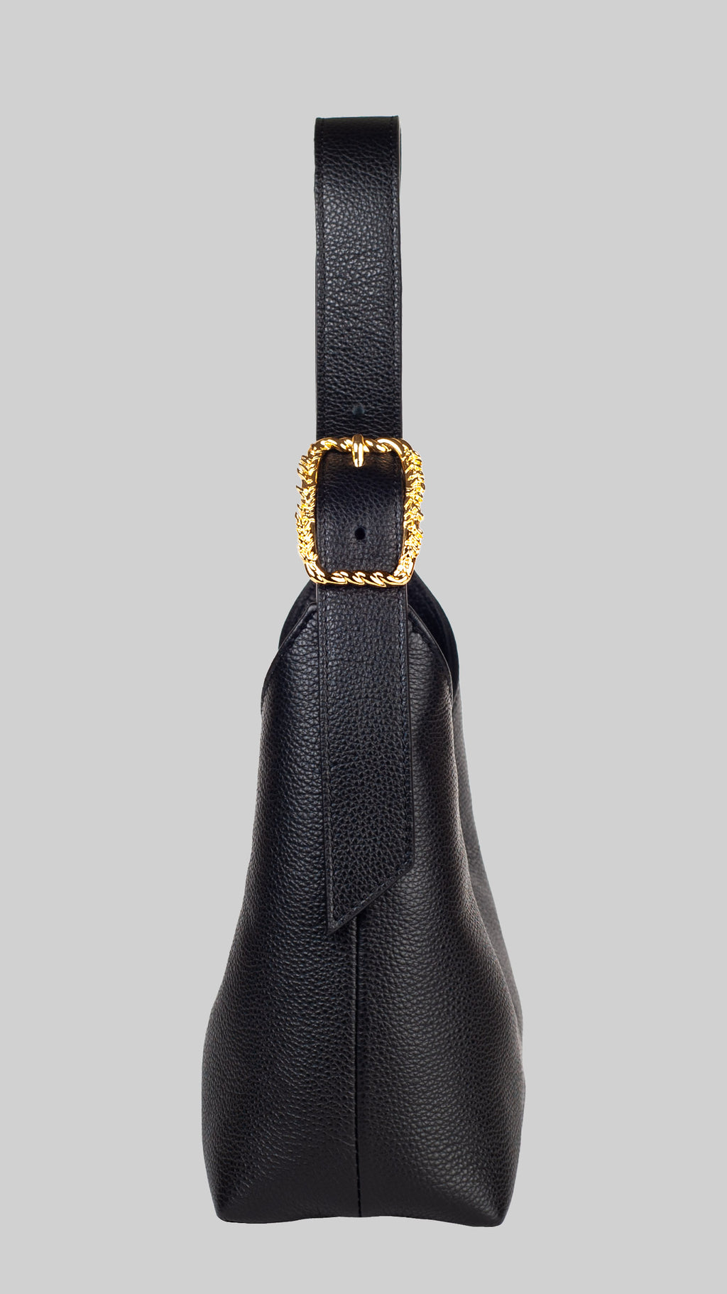 <em>Foglie d'Olivo</em> Italian Calfskin Leather Buckle Bag in <em>Mezzanotte</em>