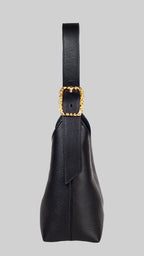 <em>Foglie d'Olivo</em> Italian Calfskin Leather Buckle Bag in <em>Mezzanotte</em>